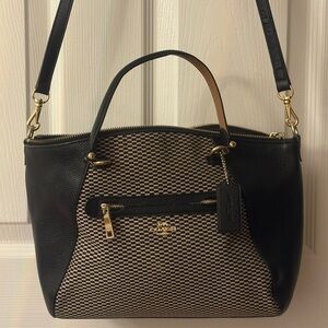 Coach Black and Cream Checkered Satchel